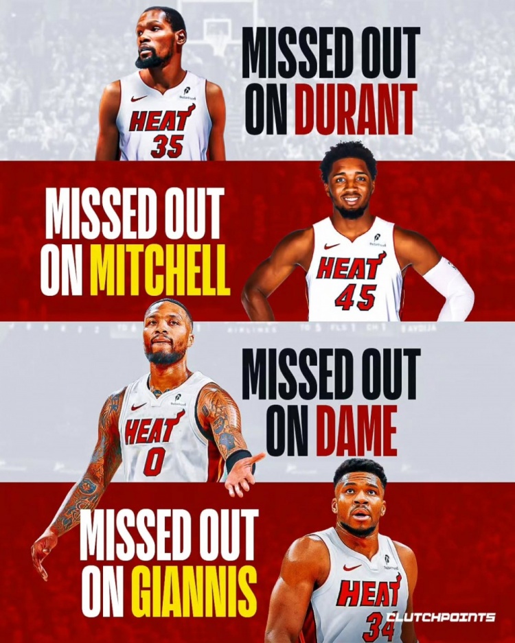 开云全站官网下载-一无所获！近年热火接连错过KD/米切尔/利拉德/字母哥 曾三次追KD